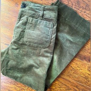 Anthropologie Maeve The Colette pant corduroy size 27. Wide Leg. Crop. Olive